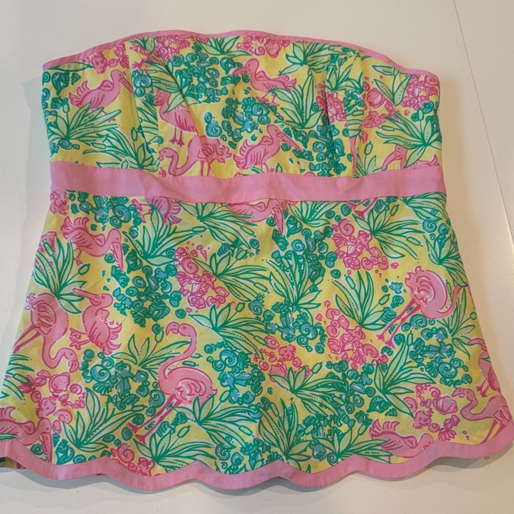 Lilly Pulitzer Pink and Yellow Strapless Top